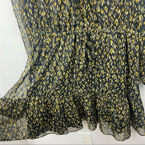 Nordstrom Adelyn Rae Vania Print Pleats & Ruffles Long Sleeve Mini Dress Size M - Picture 6 of 13